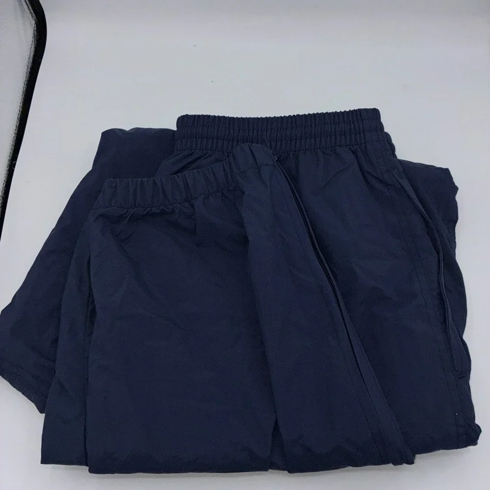 Navy Blue Nylon Track Pants Mens XL Lined Elastic Waist Code Four